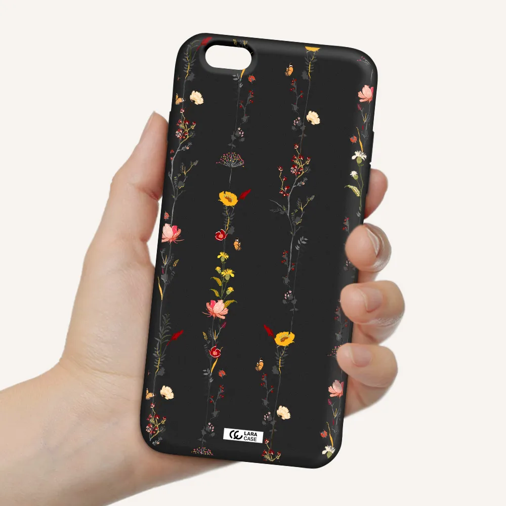 Parallel Flower Apple iPhone 6 s plus Silicone black Case