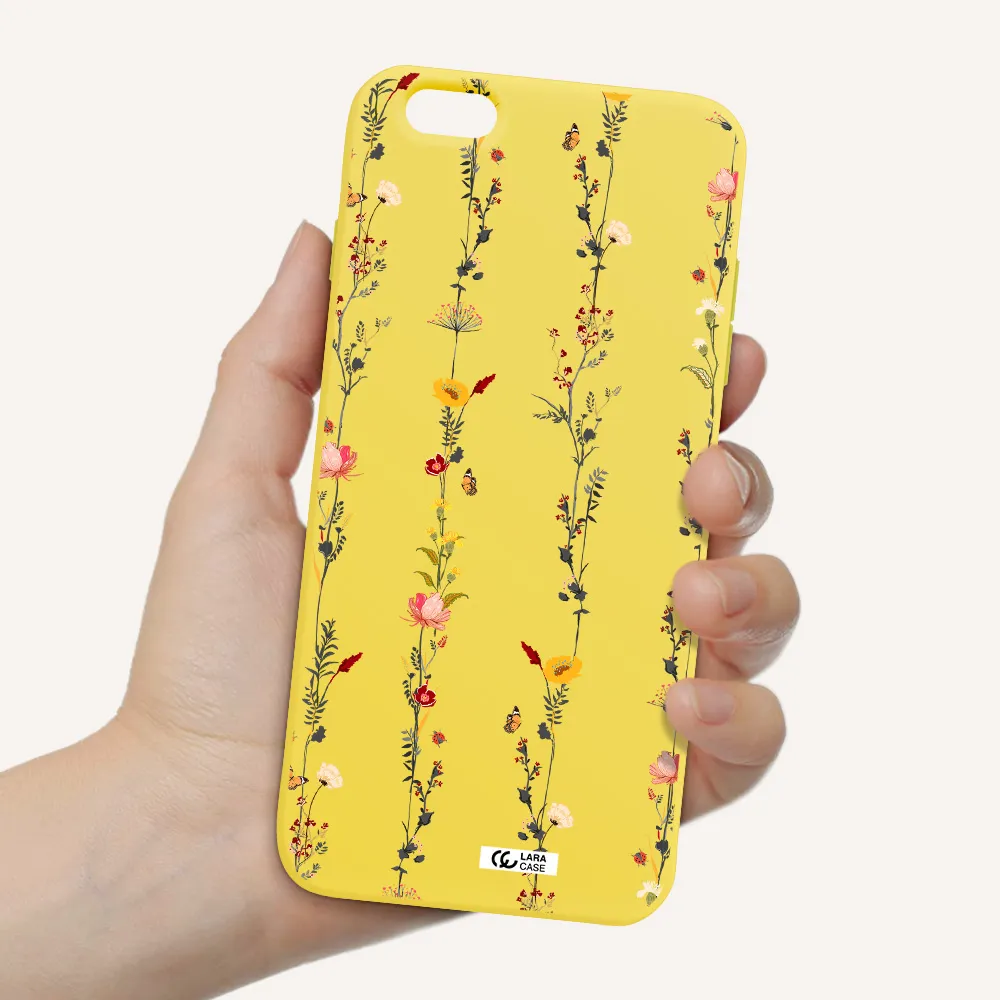 Parallel Flower Apple iPhone 6 s plus Silicone canary yellow Case