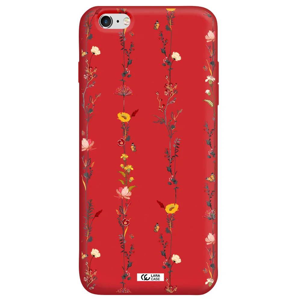 Parallel Flower Apple iPhone 6 s plus Silicone Imperial Red Case