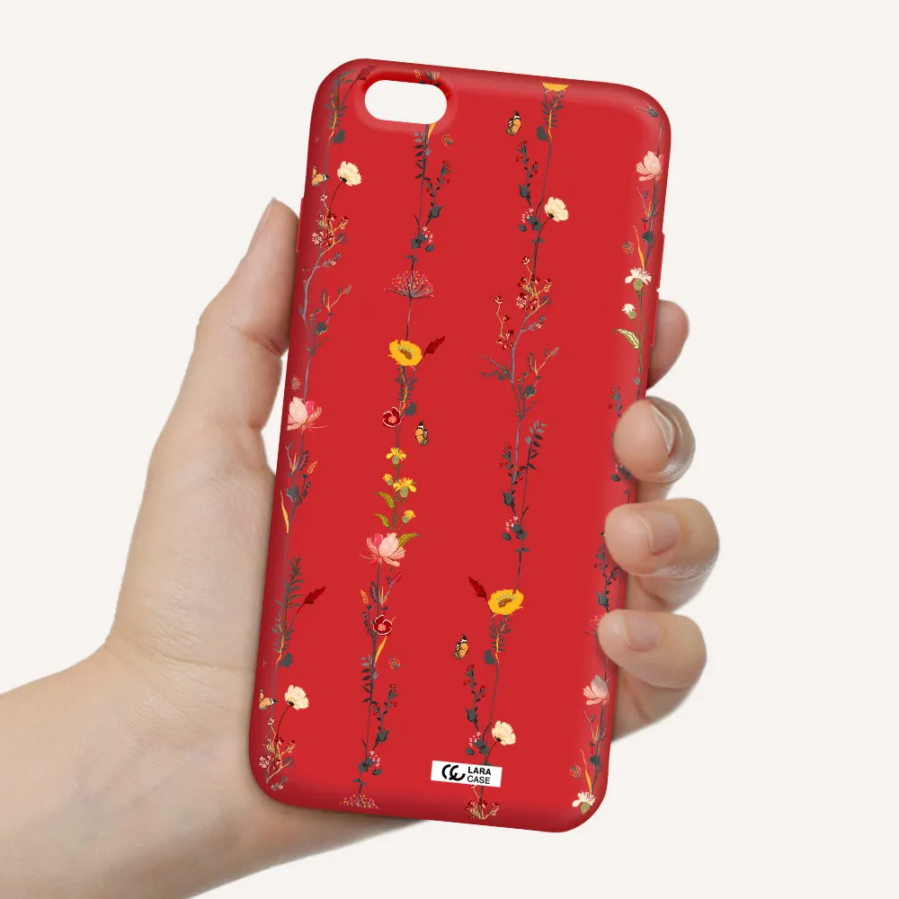 Parallel Flower Apple iPhone 6 s plus Silicone Imperial Red Case