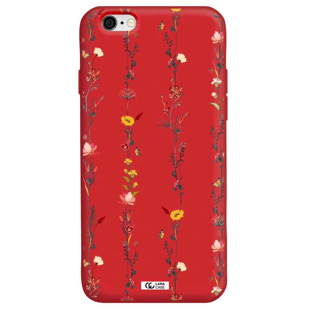 Parallel Flower Apple iPhone 6 Silicone Imperial Red Case