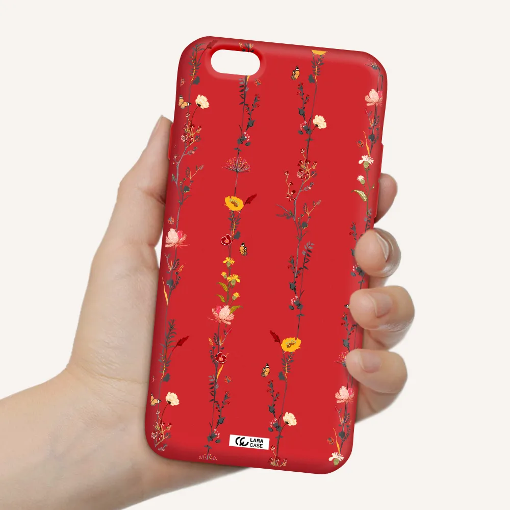 Parallel Flower Apple iPhone 6 Silicone Imperial Red Case