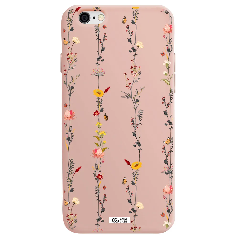 Parallel Flower Apple iPhone 6 Silicone pastel pink Case