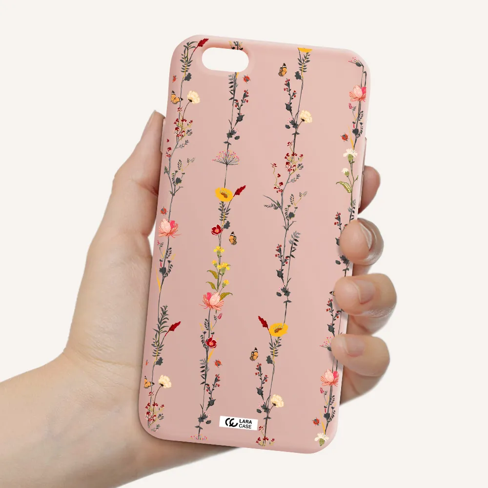 Parallel Flower Apple iPhone 6 Silicone pastel pink Case
