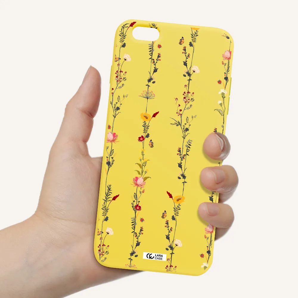 Parallel Flower Apple iPhone 6S Silicone canary yellow Case