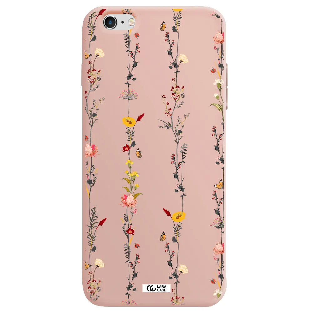 Parallel Flower Apple iPhone 6S Silicone pastel pink Case