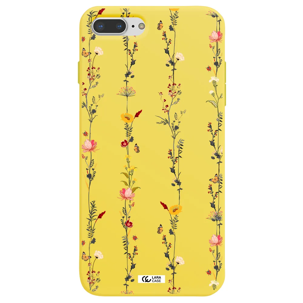 Parallel Flower Apple iPhone 7 plus Silicone canary yellow Case