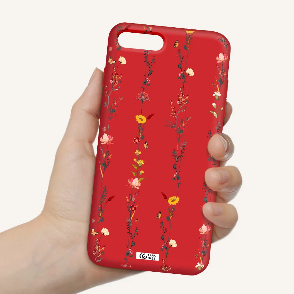 Parallel Flower Apple iPhone 7 plus Silicone Imperial Red Case