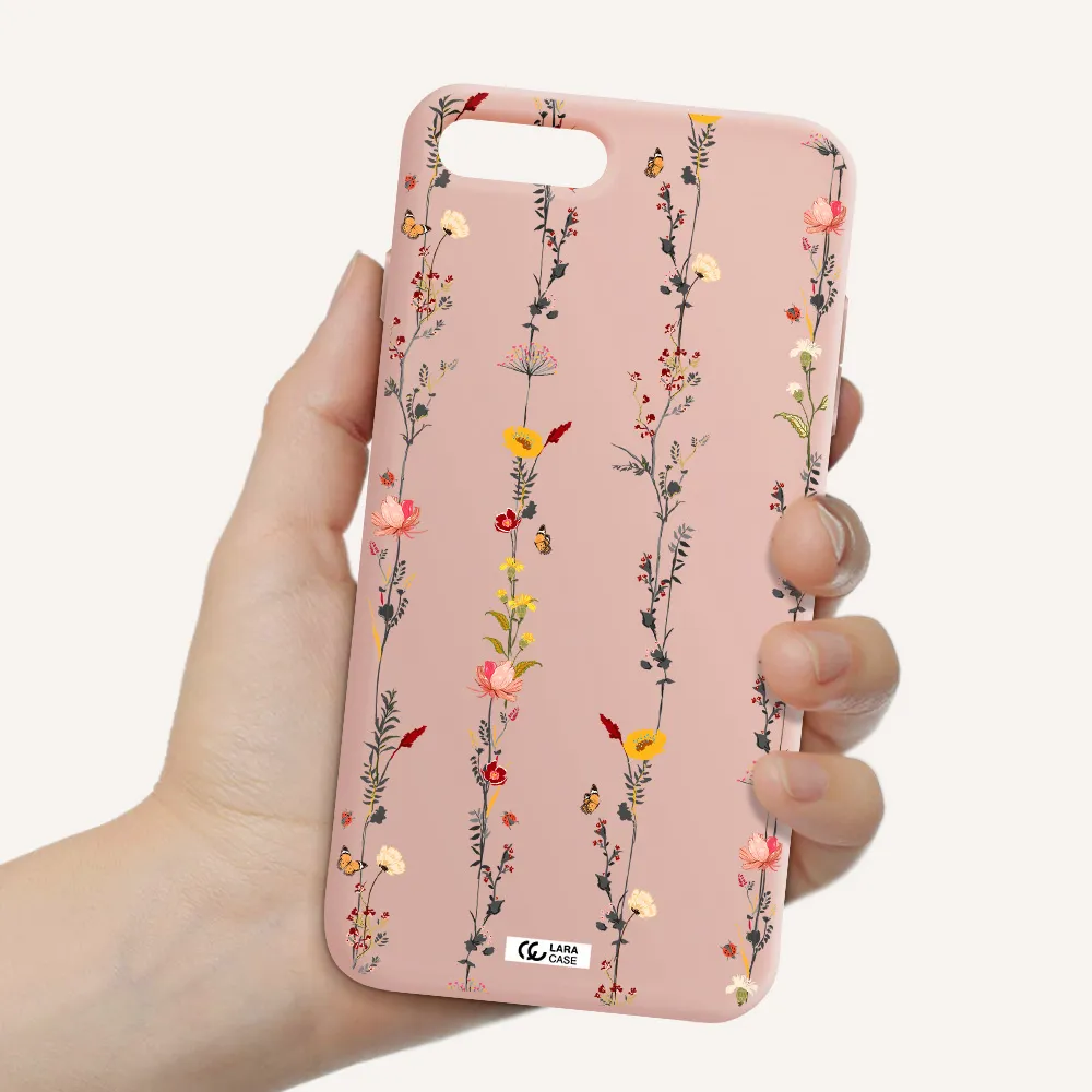 Parallel Flower Apple iPhone 7 plus Silicone pastel pink Case