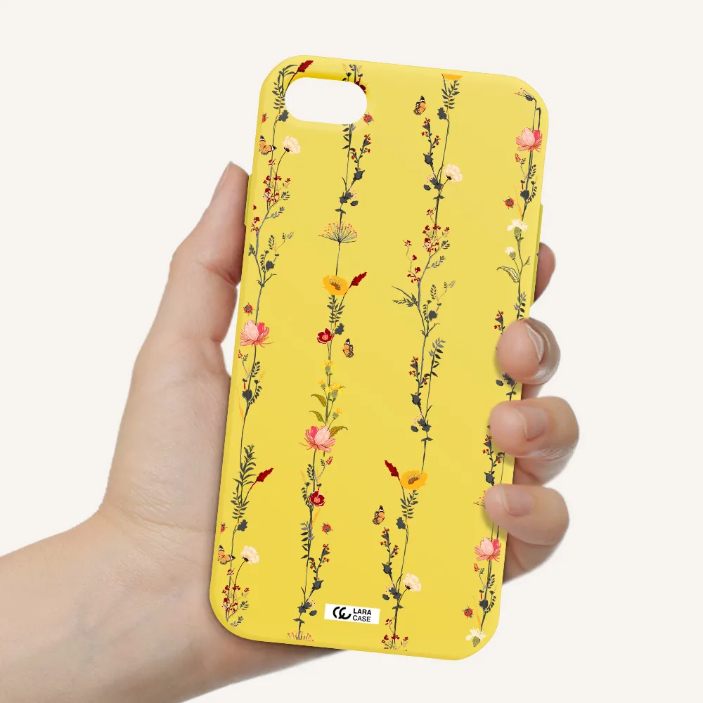 Parallel Flower Apple iPhone 7 Silicone canary yellow Case