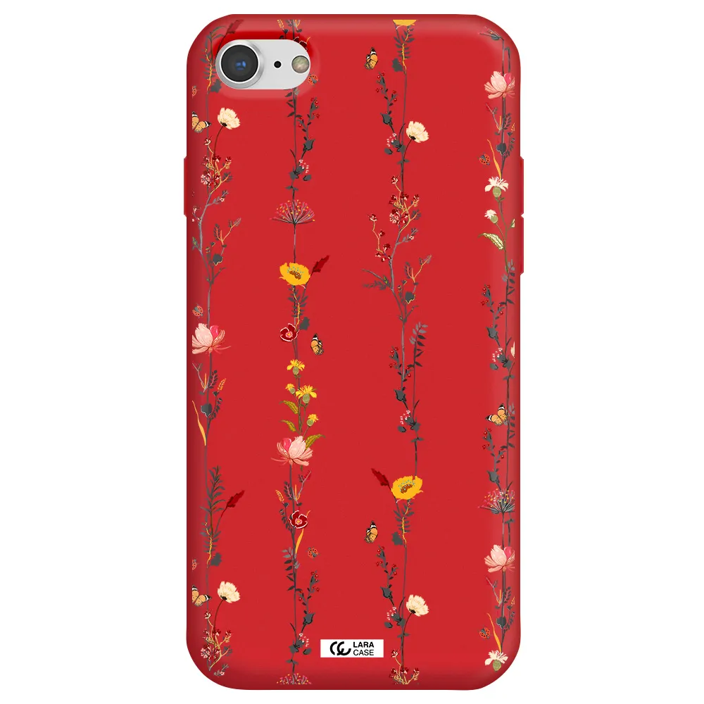 Parallel Flower Apple iPhone 7 Silicone Imperial Red Case