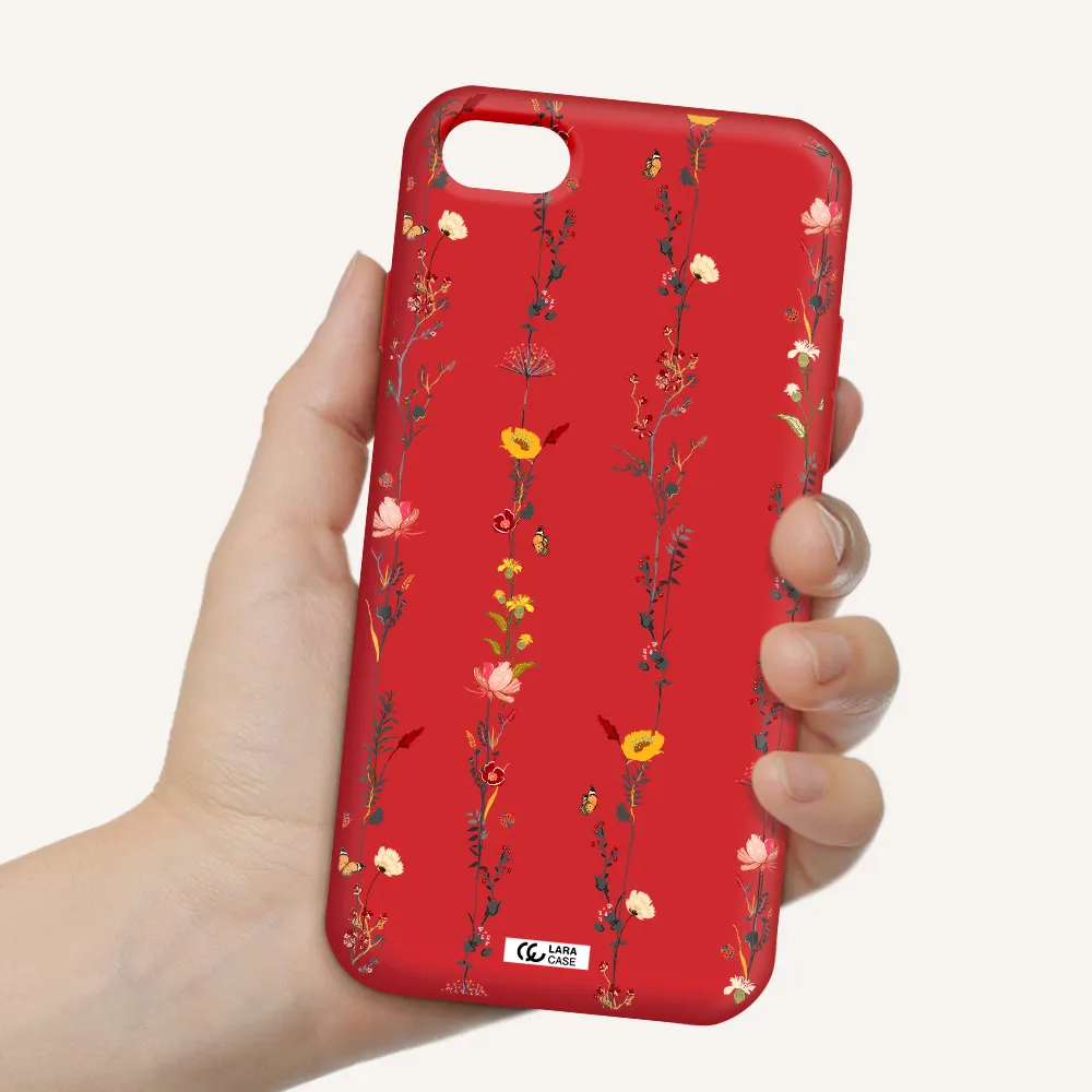 Parallel Flower Apple iPhone 7 Silicone Imperial Red Case
