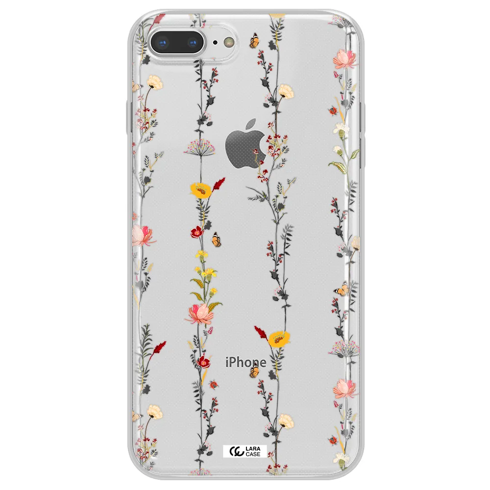 Parallel Flower Apple iPhone 8 plus Clear TPU Case