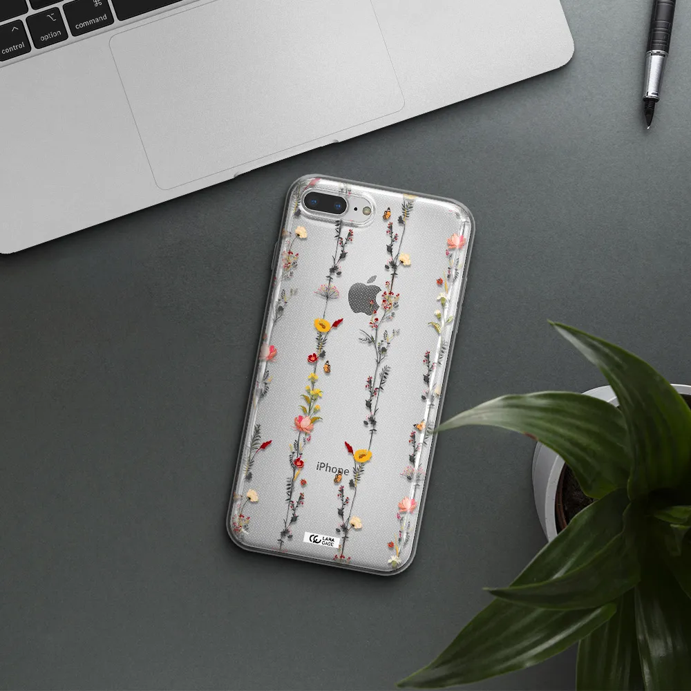 Parallel Flower Apple iPhone 8 plus Clear TPU Case