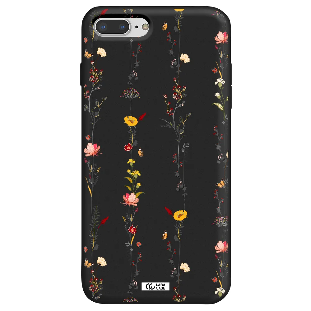 Parallel Flower Apple iPhone 8 plus Silicone black Case