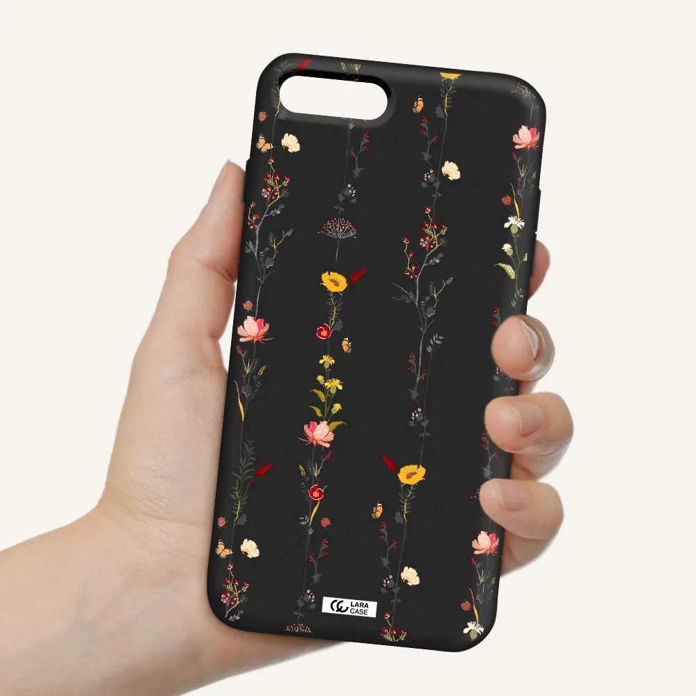 Parallel Flower Apple iPhone 8 plus Silicone black Case