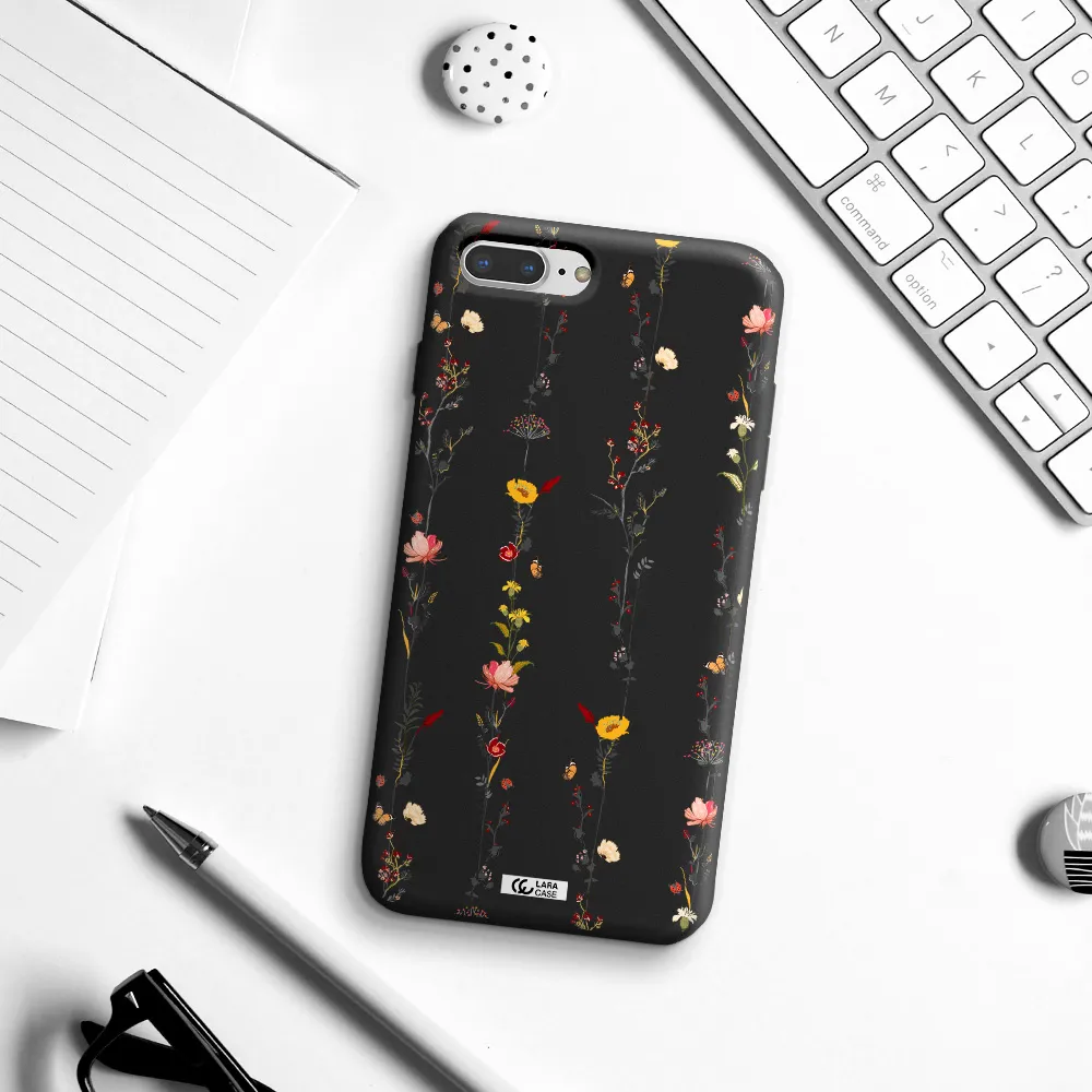 Parallel Flower Apple iPhone 8 plus Silicone black Case