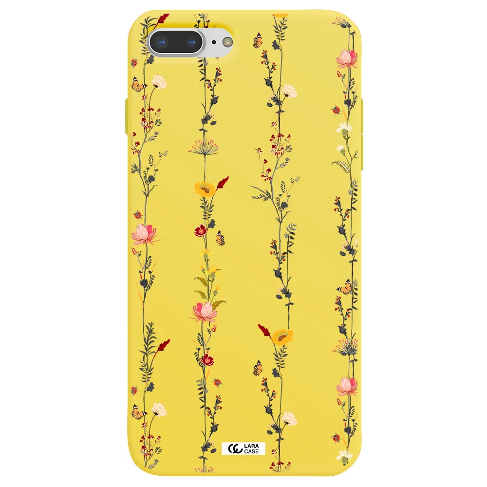 Parallel Flower Apple iPhone 8 plus Silicone canary yellow Case