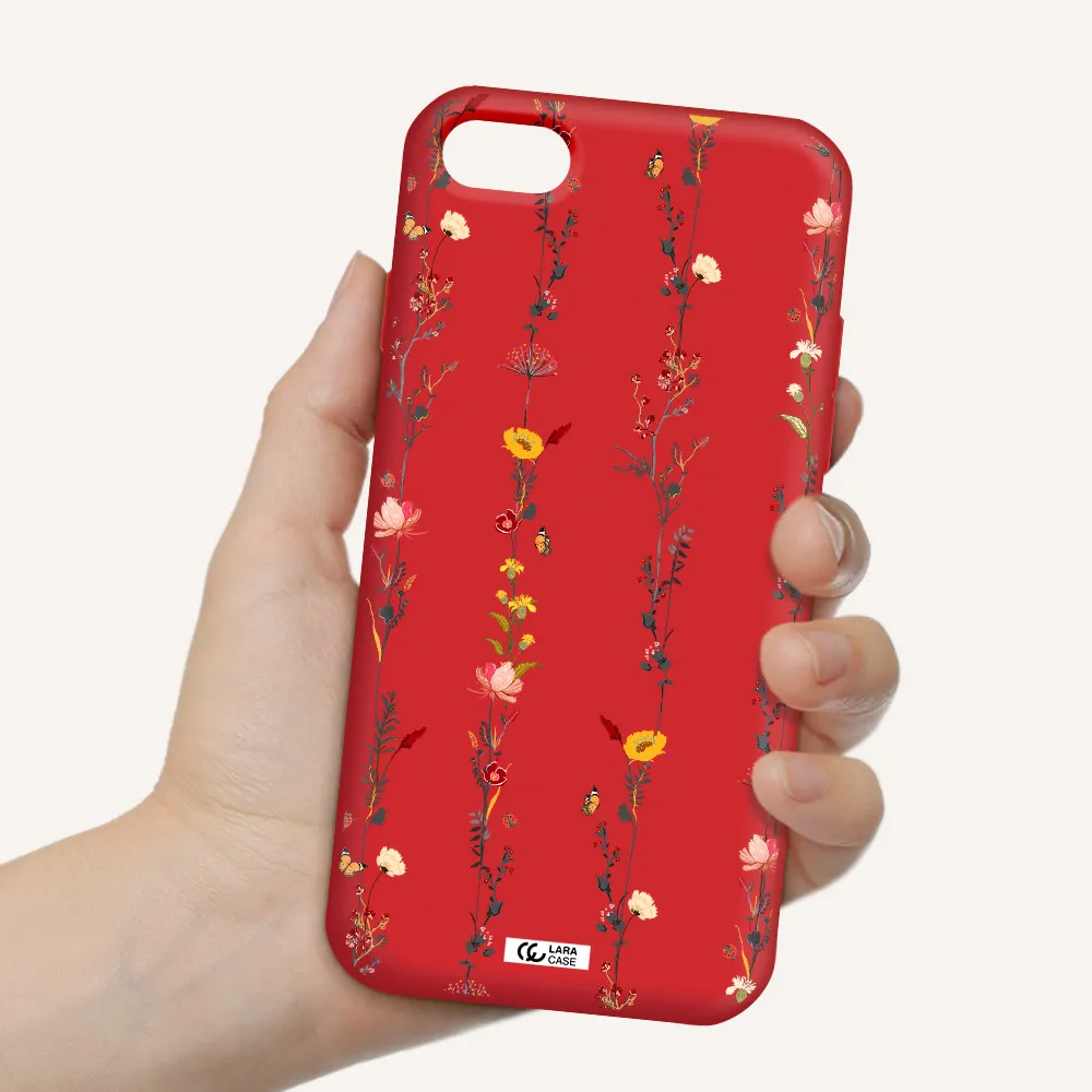 Parallel Flower Apple iPhone 8 Silicone Imperial Red Case