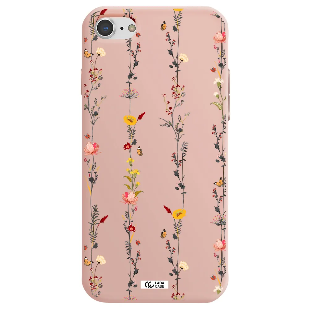 Parallel Flower Apple iPhone 8 Silicone pastel pink Case