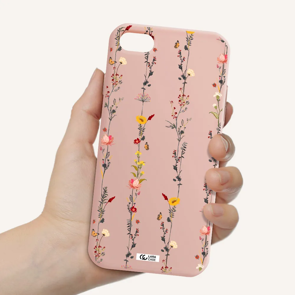 Parallel Flower Apple iPhone 8 Silicone pastel pink Case