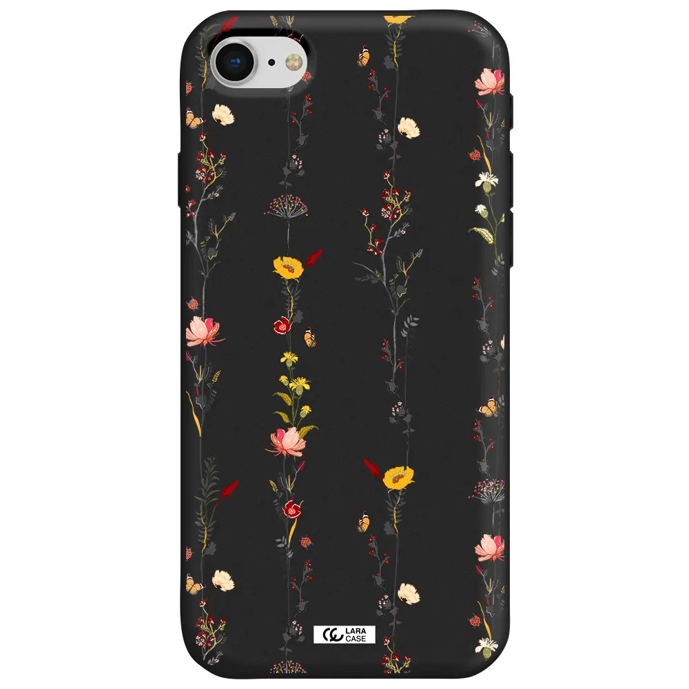 Parallel Flower Apple iPhone se 2020 Silicone black Case