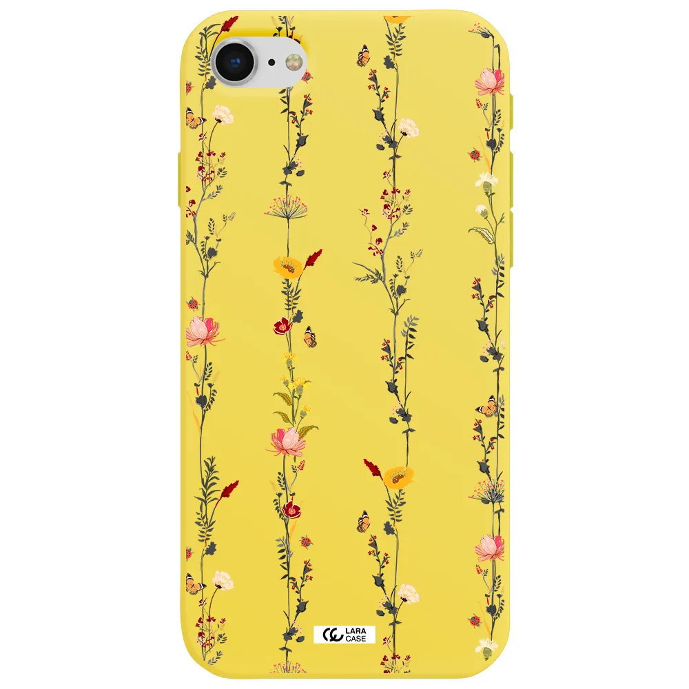 Parallel Flower Apple iPhone se 2020 Silicone canary yellow Case