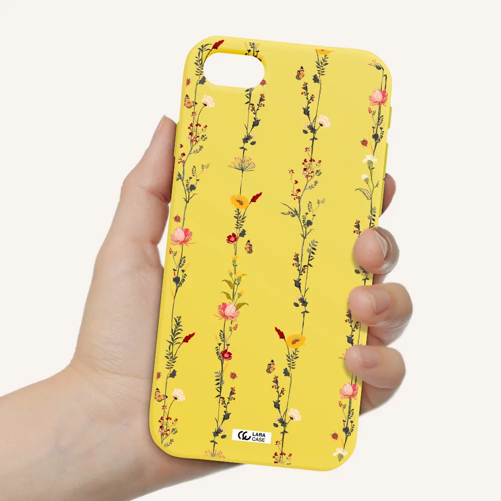 Parallel Flower Apple iPhone se 2020 Silicone canary yellow Case