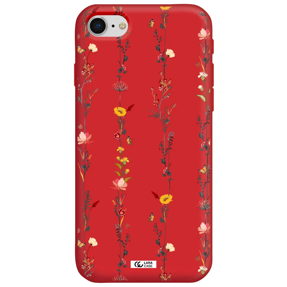 Parallel Flower Apple iPhone se 2020 Silicone Imperial Red Case