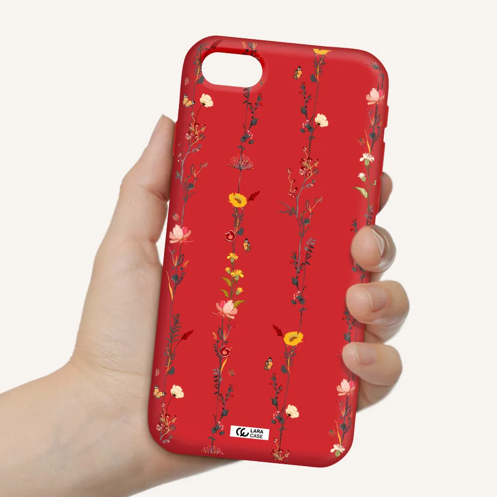 Parallel Flower Apple iPhone se 2020 Silicone Imperial Red Case