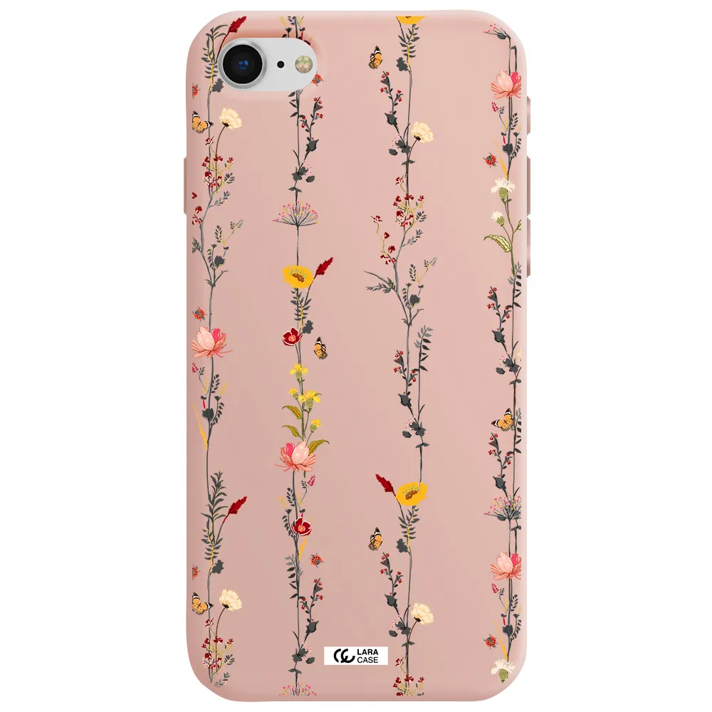 Parallel Flower Apple iPhone se 2020 Silicone pastel pink Case