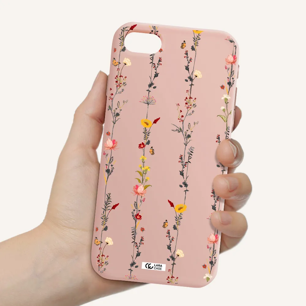 Parallel Flower Apple iPhone se 2020 Silicone pastel pink Case