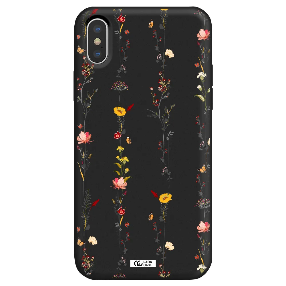 Parallel Flower Apple iPhone X Silicone black Case