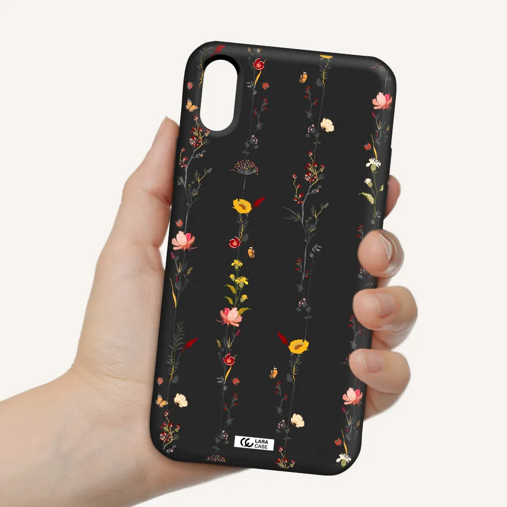 Parallel Flower Apple iPhone X Silicone black Case