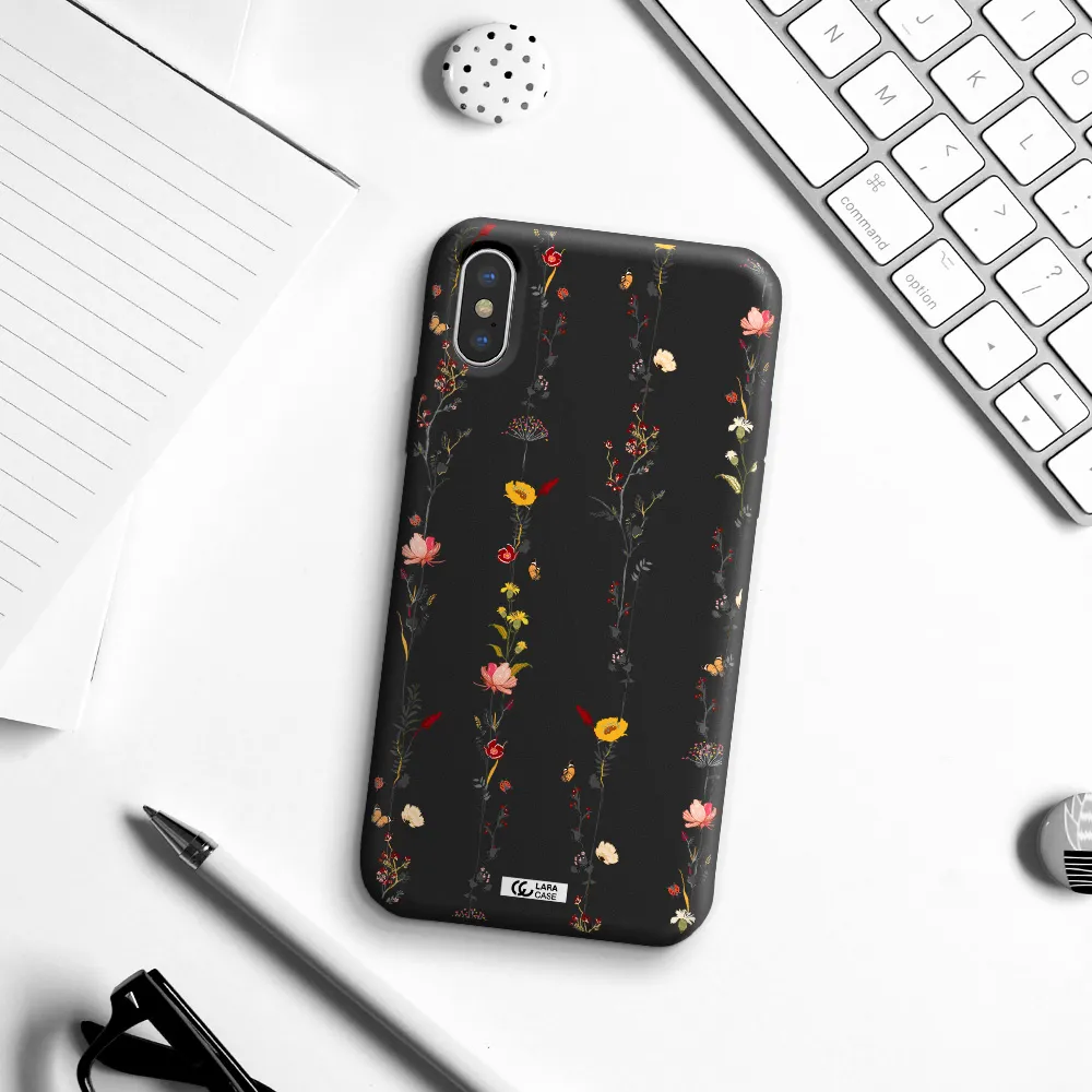 Parallel Flower Apple iPhone X Silicone black Case