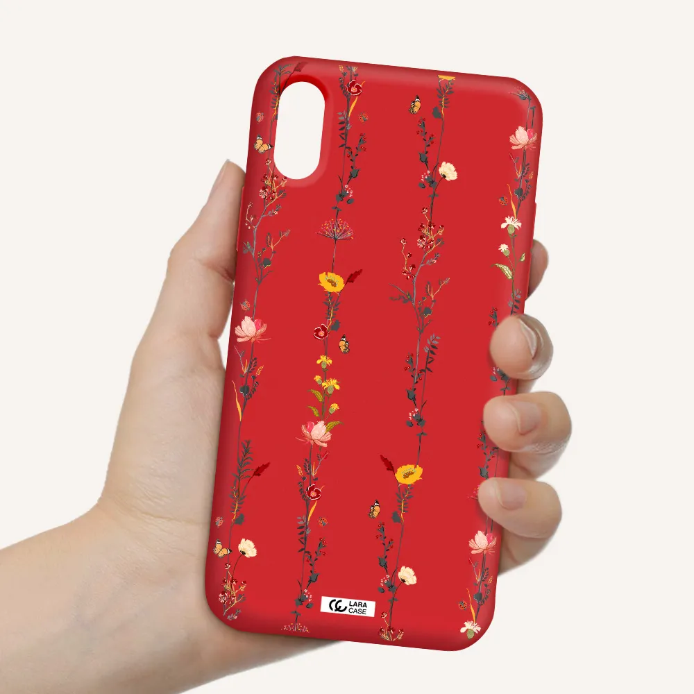 Parallel Flower Apple iPhone X Silicone Imperial Red Case