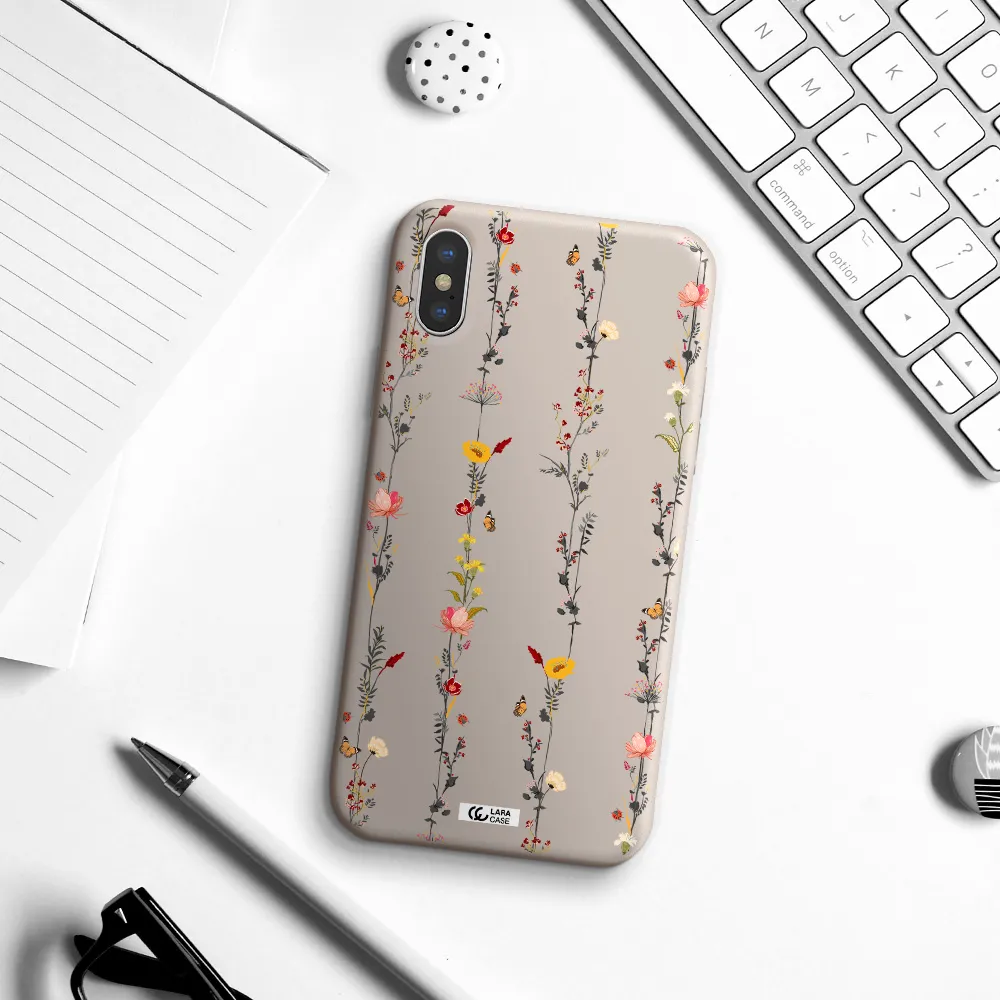 Parallel Flower Apple iPhone X Silicone Stone Case
