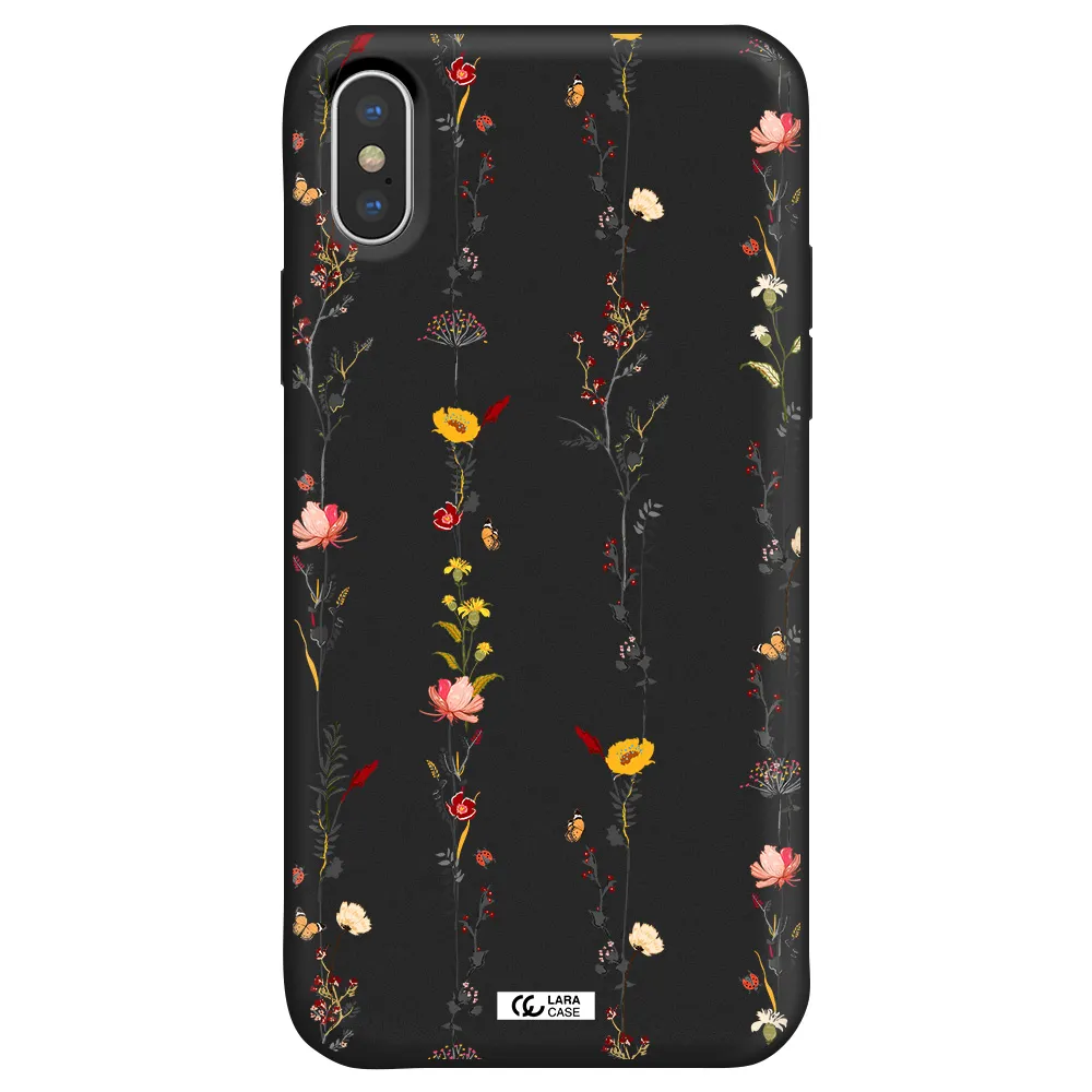 Parallel Flower Apple iPhone XS Silicone black Case