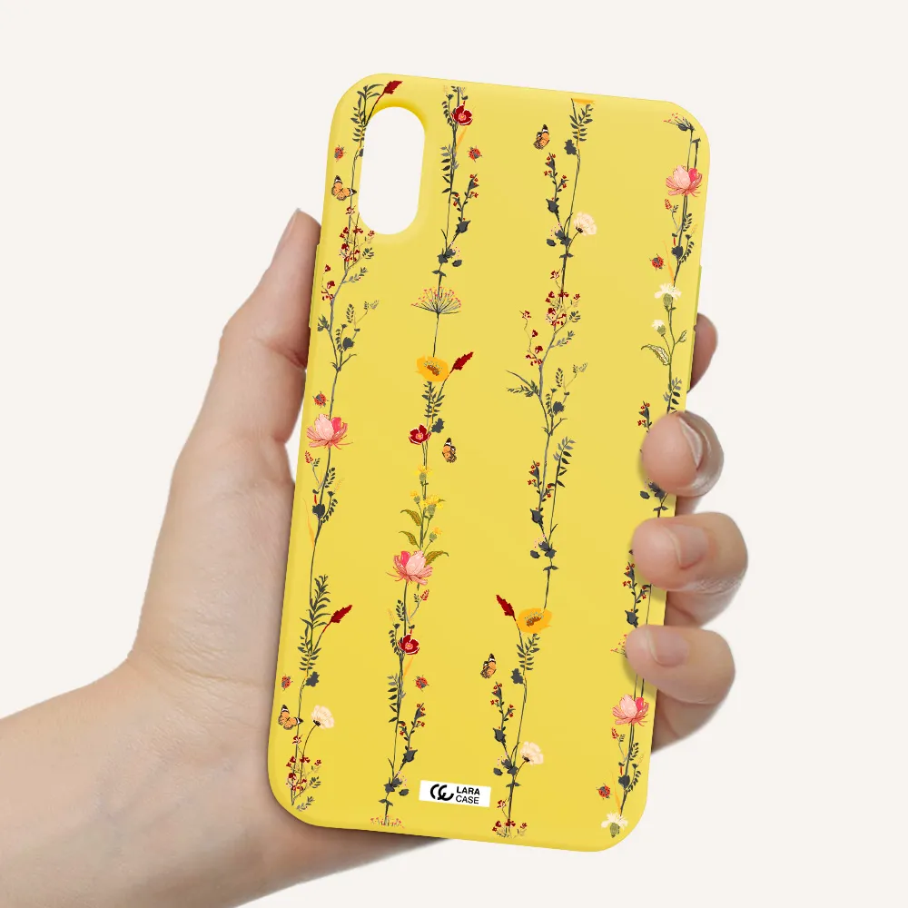Parallel Flower Apple iPhone XS Silicone canary yellow Case