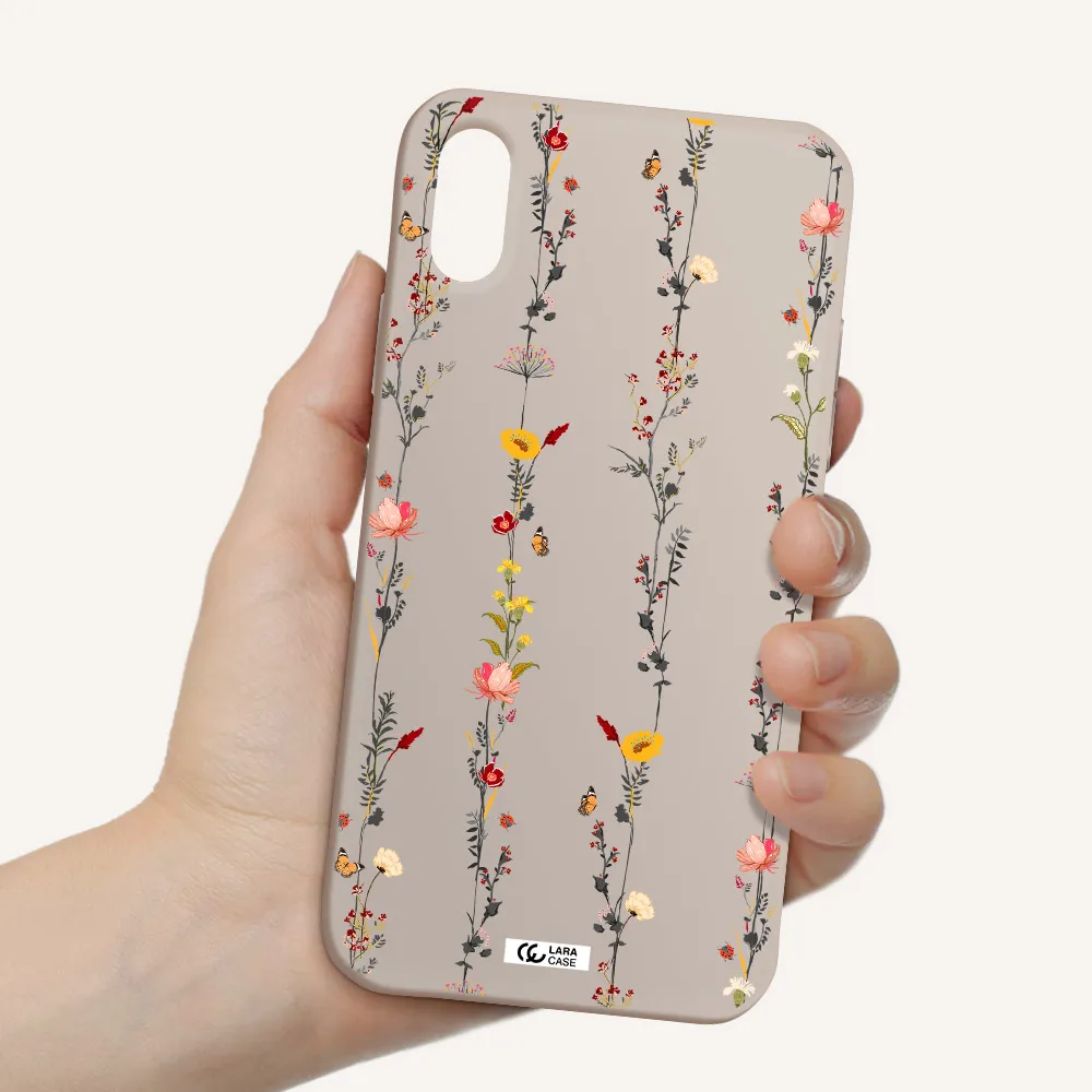 Parallel Flower Apple iPhone XS Silicone Stone Case