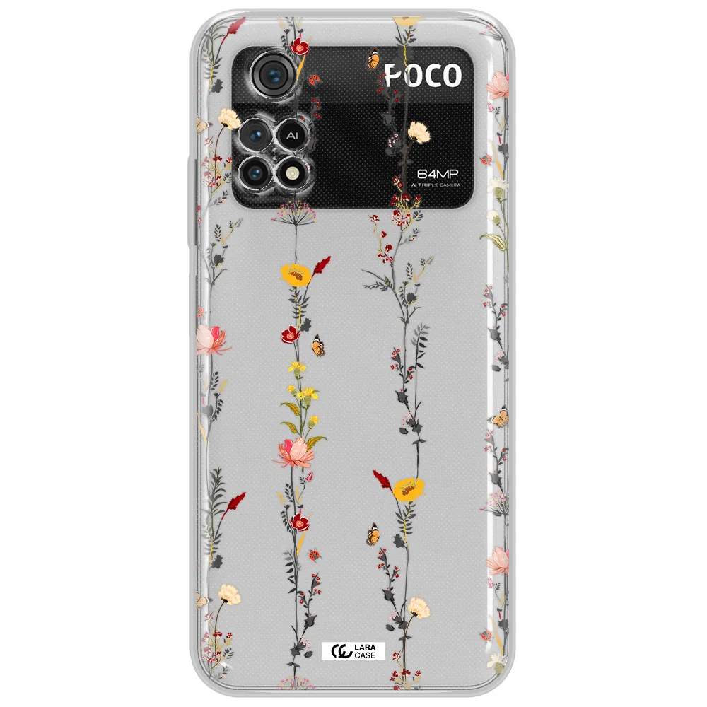 Parallel Flower Xiaomi Poco M4 Pro 4G Clear Tpu Case