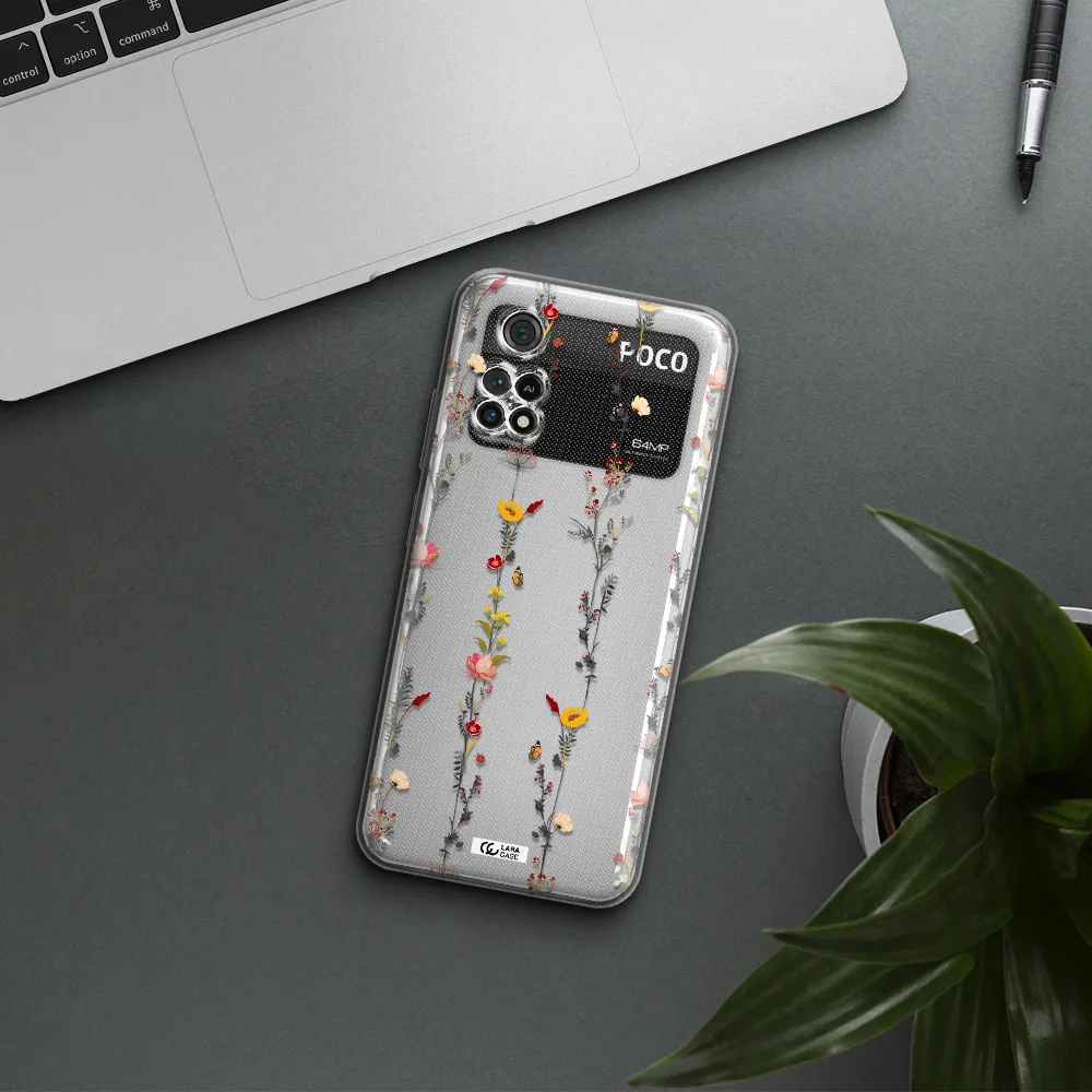 Parallel Flower Xiaomi Poco M4 Pro 4G Clear Tpu Case