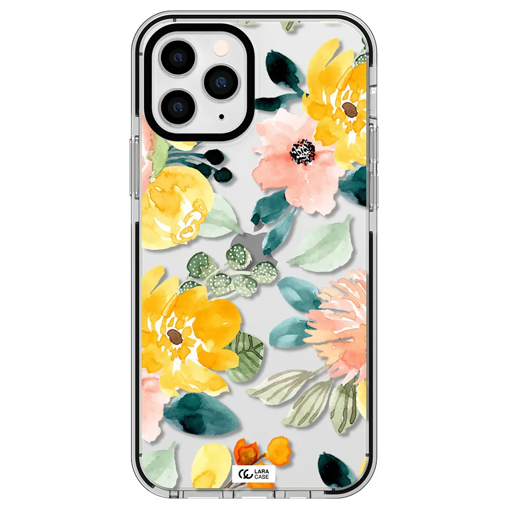 Watercolor Flowers Apple iPhone 11 pro max impact black border Case