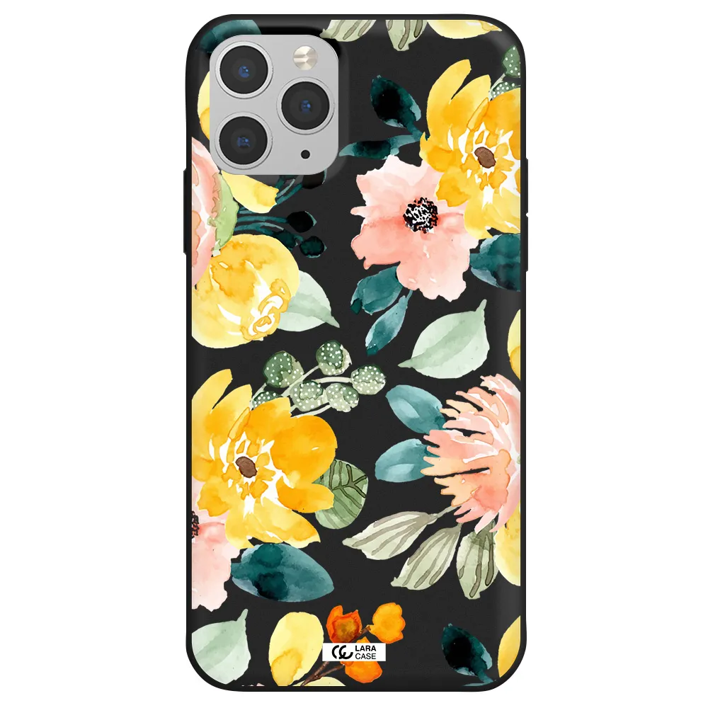 Watercolor Flowers Apple iPhone 11 pro max Silicone black Case