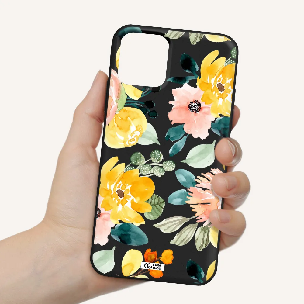 Watercolor Flowers Apple iPhone 11 pro Silicone black Case
