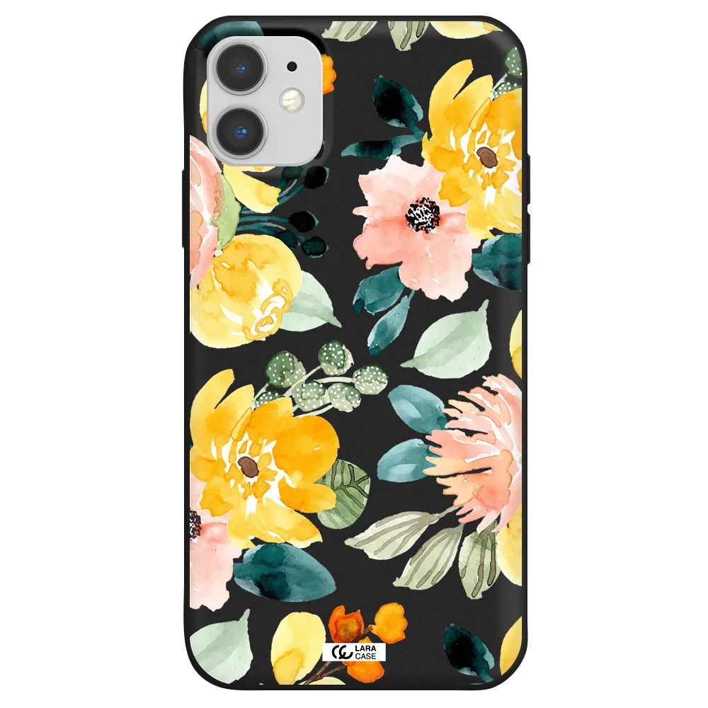 Watercolor Flowers Apple iPhone 11 Silicone black Case