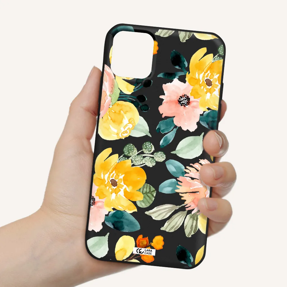 Watercolor Flowers Apple iPhone 11 Silicone black Case