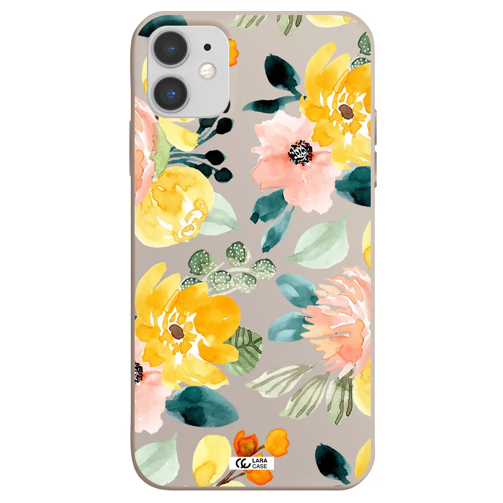 Watercolor Flowers Apple iPhone 11 Silicone Stone Case