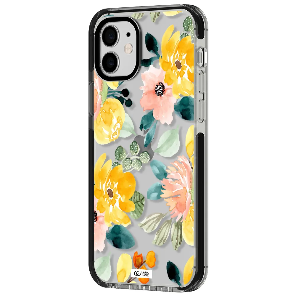 Watercolor Flowers Apple iPhone 12 impact black border Case