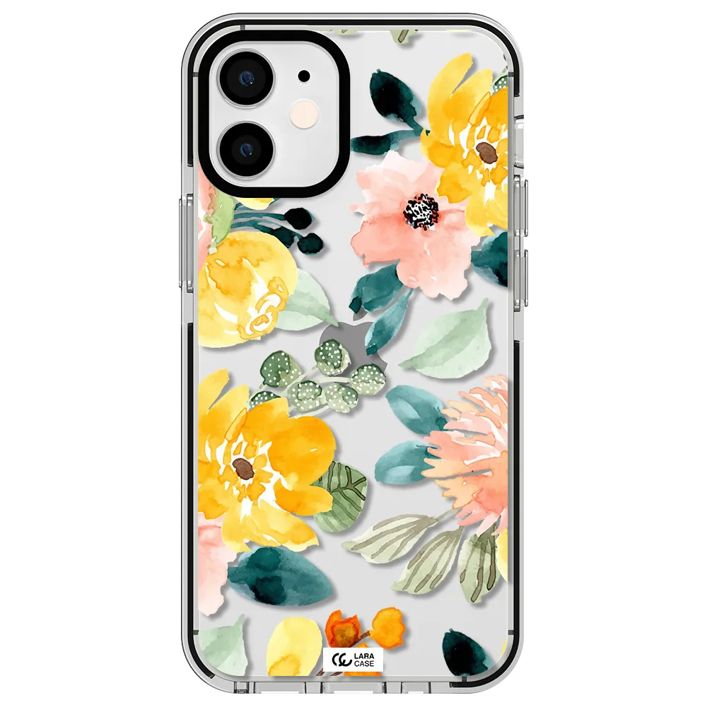 Watercolor Flowers Apple iPhone 12 mini impact black border Case